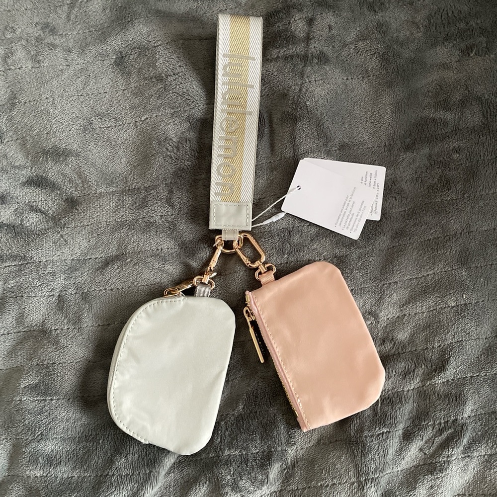 lululemon athletica light, gray, and soft pink Dual Pouch Wristlet new with tags - Picture 4 of 4